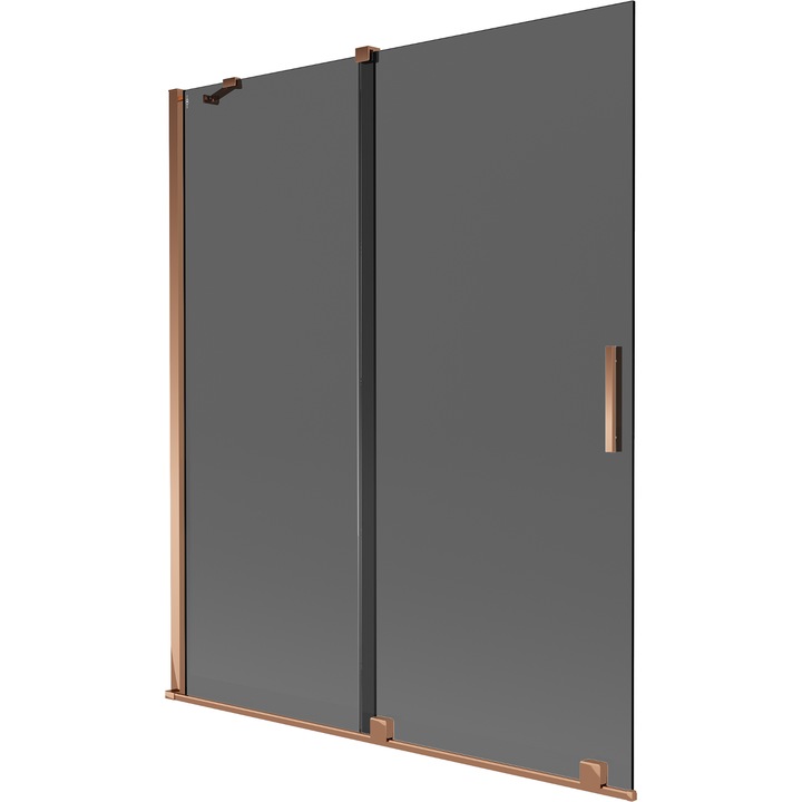 Mexen Velar paravan de cada culisant cu 2 usi 140 x 150 cm, grafit, aur roz - 896-140-000-41-60