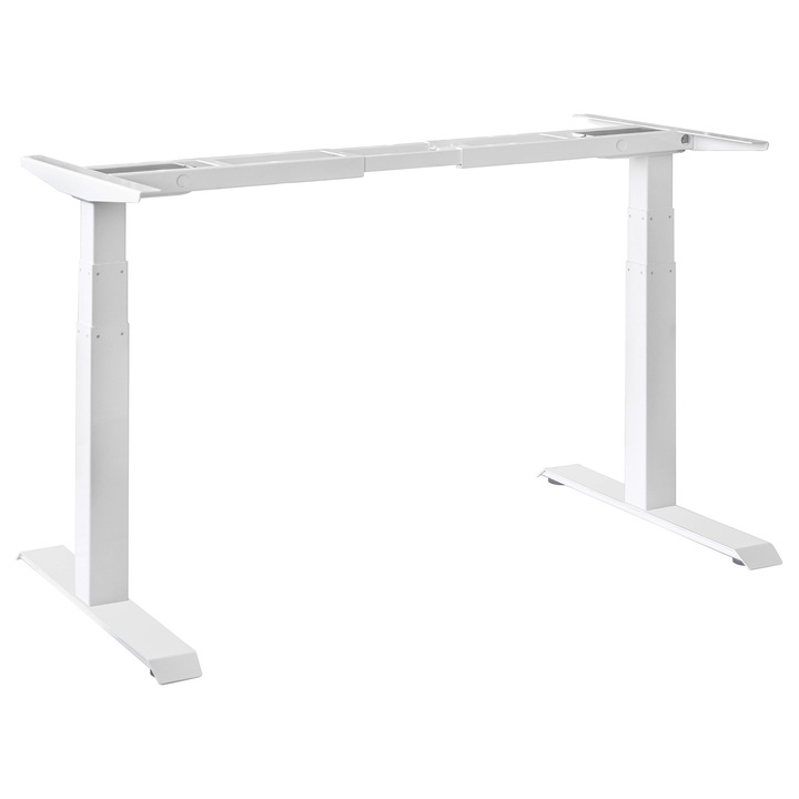 Cadru birou electric QMOBILI Frame II PRO 8050 Alb, Bluetooth, 2 motoare, cadru reglabil pe inaltime, picior 80x50 in 3 trepte, Functii de Memorie, Afisaj Digital, sarcina ridicare 120 kg