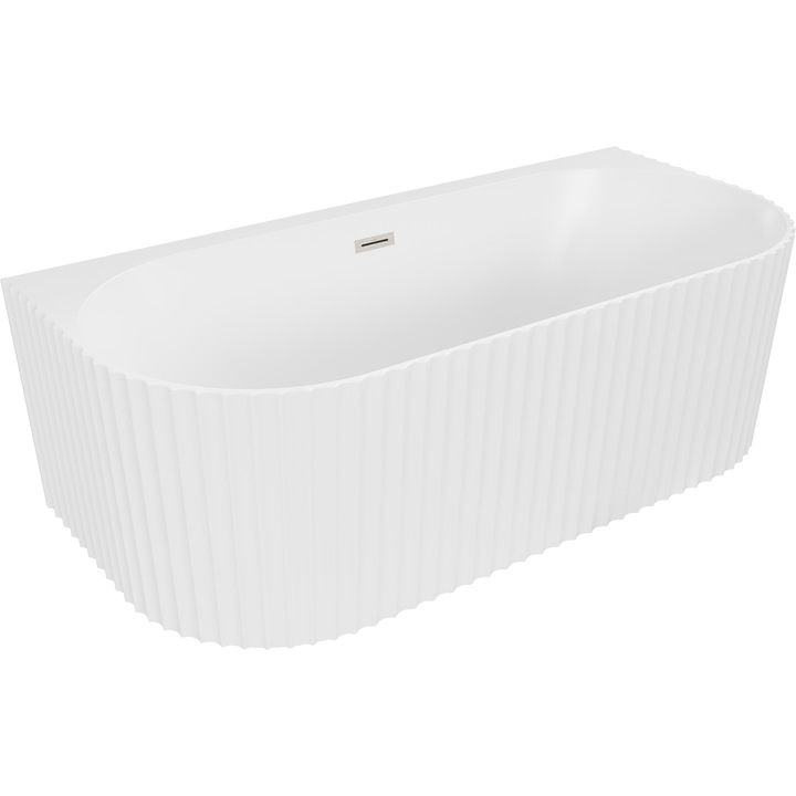 Cada Mexen Sella de sine statatoare, cu nervuri montata la perete, 150 x 75 cm, alb mat, preaplin nichel periat - 52711507501-97