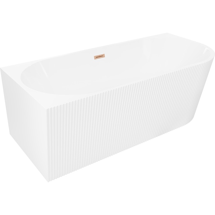 Mexen Silo cada de baie de colt libera stanga cu riflaj 150 x 75 cm, alba, preaplin cupru periat - 52891507500L-65