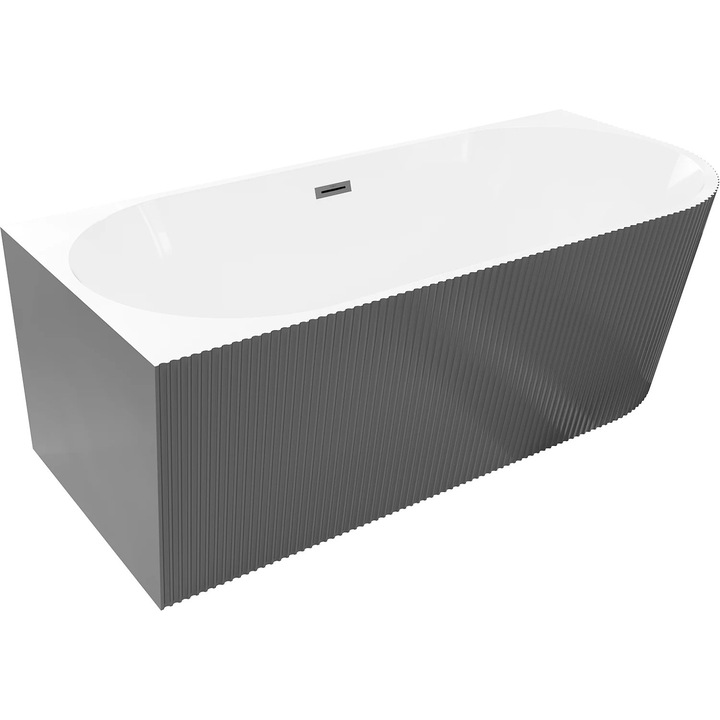 Cada de sine statatoare coltar stanga cu riflaje Mexen Silo 170 x 80 cm, alb/gri, preaplin gun gray periat - 52891708062L-66