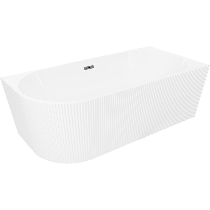 Mexen Silo cada freestanding de colt dreapta cu striatii 170 x 80 cm, alba, preaplin gun gray periat - 52891708000P-66