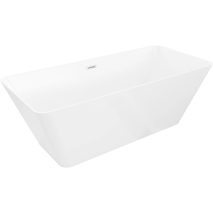 Mexen Velo Slim cada freestanding 170 x 75 cm, alba, preaplin nichel periat - 52811707500-97