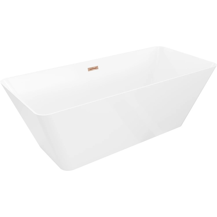 Mexen Velo Slim cada freestanding 170 x 75 cm, alba, preaplin auriu roz - 52811707500-60