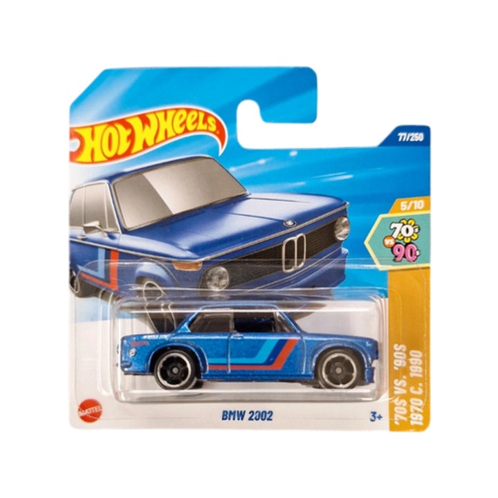 Masinuta Hot Wheels BMW 2002, scara 1:64, albastru