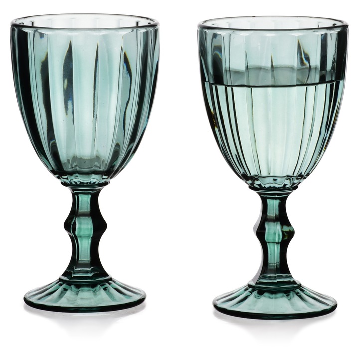 Set 4 pahare ELISE STRIPES, Allesken, 300ml, verde, 9x9x17cm