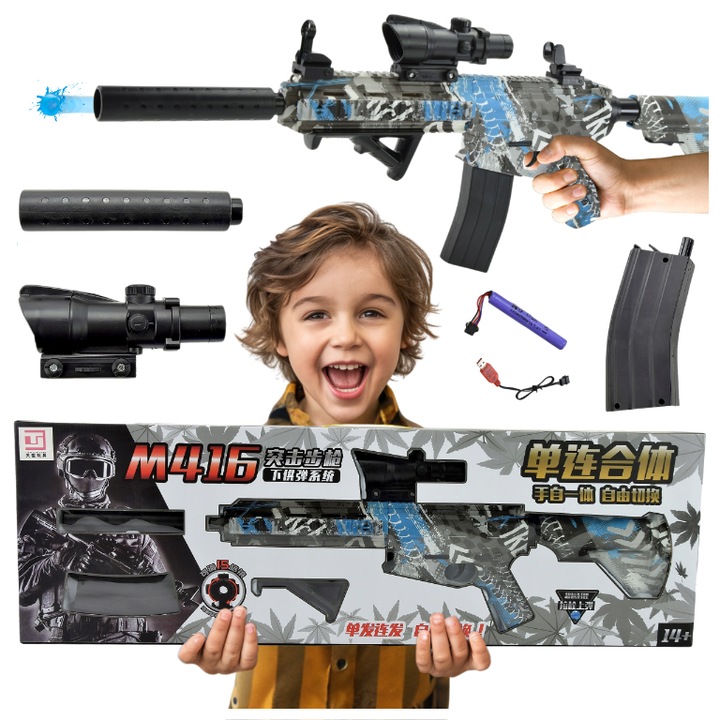 M416 automata karabély, Skleplolki, graffiti színek, 15m, ABS