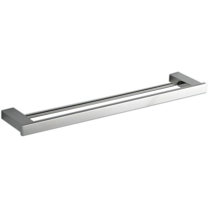 Suport prosop dublu pentru baie, BEELEE, montaj pe perete, inox, finisaj cromat, 40 cm