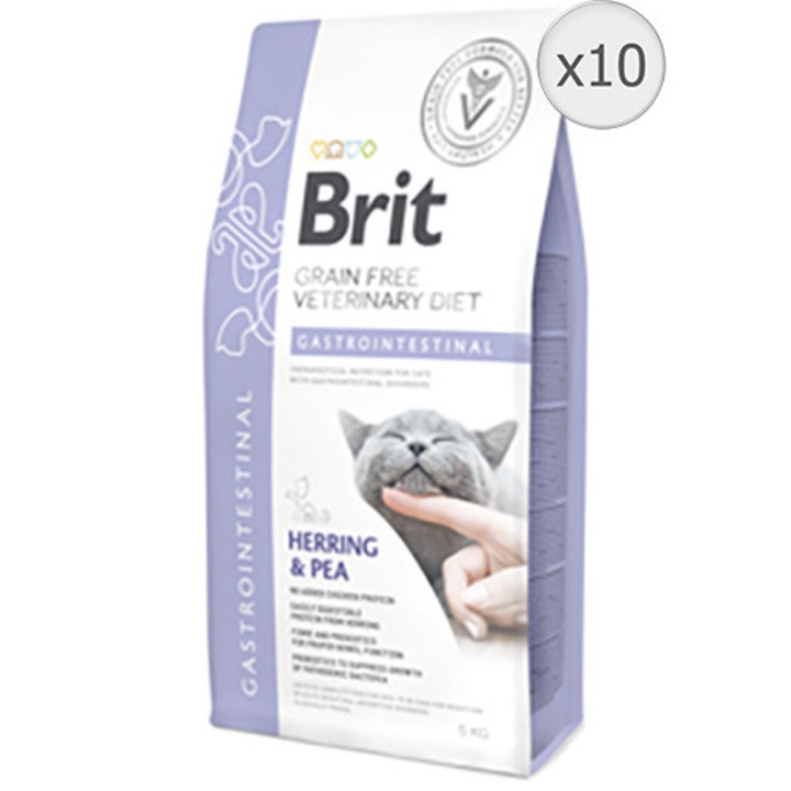 Hrana uscata pentru pisici Brit Grain Free, Veterinary Diets, Gastrointestinal, 10x400g