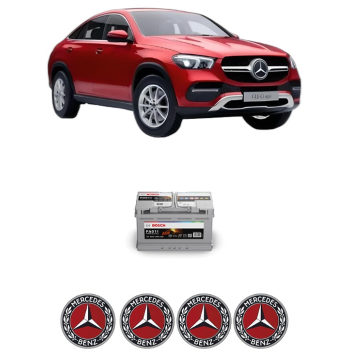 Baterie Acumulator 80 Ah 12 V 800 A MERCEDES-BENZ GLE Coupe (C167) AMG GLE 53 EQ Boost 4-matic+ (167.361) din 2019 KW 320 CP 435 CMC 2999, auto, Bosch, 4x Stickere auto cu MERCEDES-BENZ