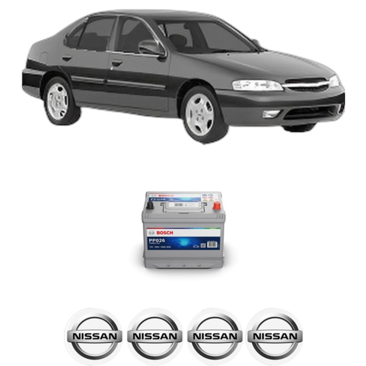 Baterie Acumulator 70 Ah 12 V 540 A NISSAN ALTIMA (L31) 2.5 din 2001-2006 KW 130 CP 177 CMC 2488, auto, Bosch, 4x Stickere auto cu NISSAN