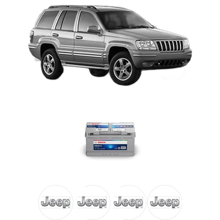 Baterie Acumulator 100 Ah 12 V 830 A JEEP GRAND CHEROKEE II (WJ, WG) 2.7 CRD 4x4 din 2001-2005 KW 120 CP 163 CMC 2685, auto, Bosch, 4x Stickere auto cu JEEP