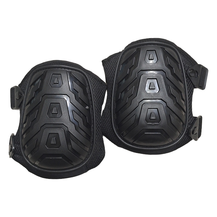 Echipament de protectie rezistent la uzura de 2 bucati pentru gradinarie, constructii si reparatii de vehicule - tampoane reglabile pentru genunchii in negru