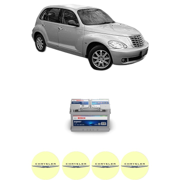 Baterie Acumulator 72 Ah 12 V 680 A CHRYSLER PT CRUISER (PT_) 2.2 CRD din 2005-2010 KW 110 CP 150 CMC 2148, auto, Bosch, 4x Stickere auto cu CHRYSLER