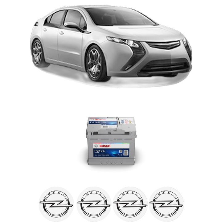 Baterie Acumulator 55 Ah 12 V 460 A OPEL AMPERA (R12) EV 150 din 2011-2015 KW 111 CP 151 CMC 1398, auto, Bosch, 4x Stickere auto cu OPEL