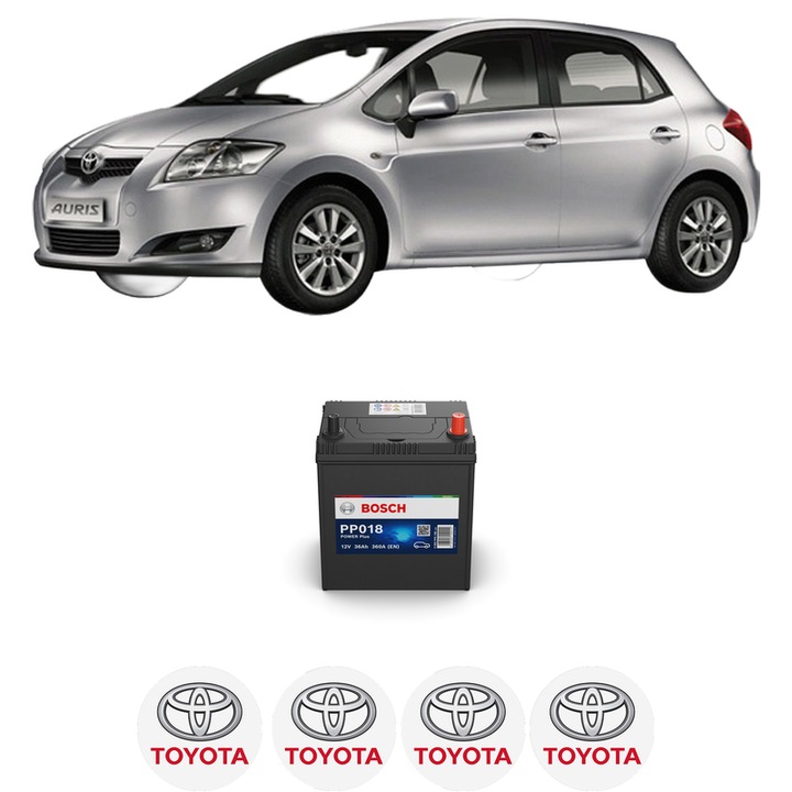 Baterie Acumulator 36 Ah 12 V 360 A TOYOTA AURIS (_E15_) 1.8 Hybrid (ZWE150_, ZWE150R) din 2010-2012 KW 100 CP 136 CMC 1798, auto, Bosch, 4x Stickere auto cu TOYOTA