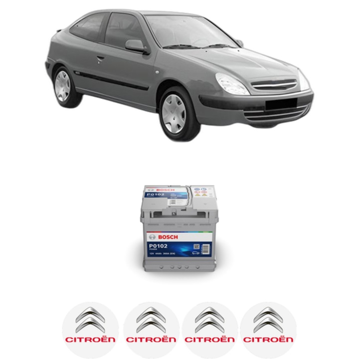 Baterie Acumulator 44 Ah 12 V 360 A CITROEN XSARA Coupe (N0) 1.6 16V din 2000-2005 KW 80 CP 109 CMC 1587, auto, Bosch, 4x Stickere auto cu CITROEN