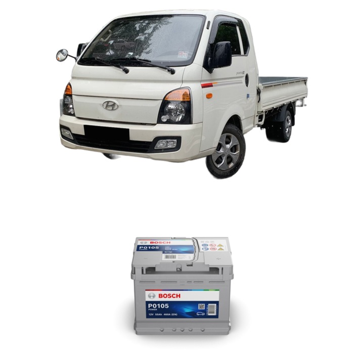 Baterie Acumulator 55 Ah 12 V 460 A PIAGGIO PORTER Platform/Chassis 1.2 D din 2011 KW 47 CP 64 CMC 1201, auto, Bosch, 4x Stickere auto cu PIAGGIO