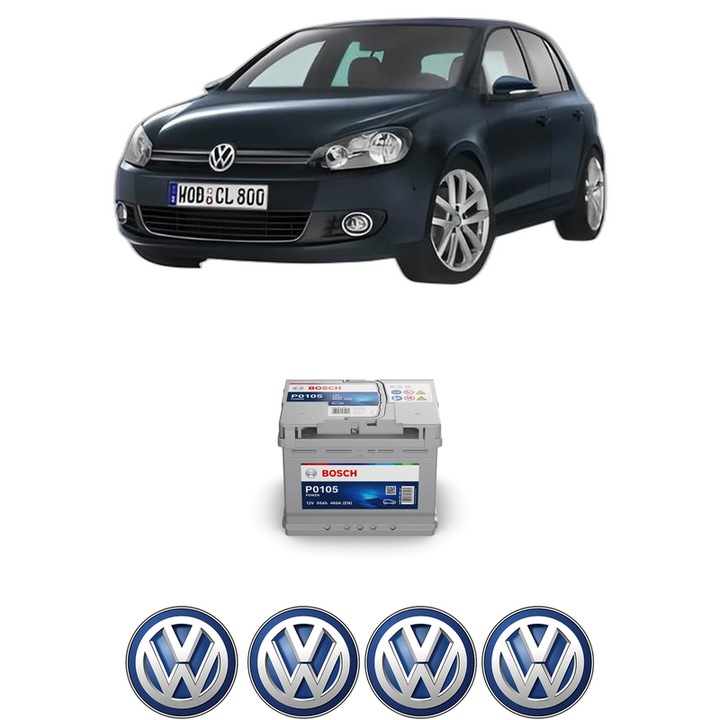 Baterie Acumulator 55 Ah 12 V 460 A Volkswagen GOLF VI Van (5K1) TSi din 2008-2012 KW 90 CP 122 CMC 1390, auto, Bosch, 4x Stickere auto cu Volkswagen
