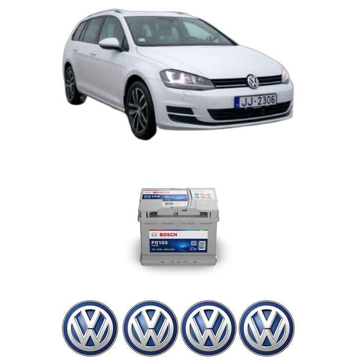 Baterie Acumulator 55 Ah 12 V 460 A Volkswagen GOLF VII Variant (BA5, BV5) 1.4 TSI MultiFuel din 2013-2017 KW 90 CP 122 CMC 1395, auto, Bosch, 4x Stickere auto cu Volkswagen