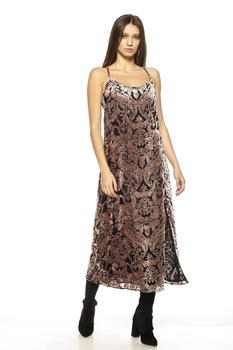 Rochie de seara, din catifea cu imprimeu baroc, MIYU, roz pal Rochie de seara, din catifea cu imprimeu baroc, MIYU, roz pal