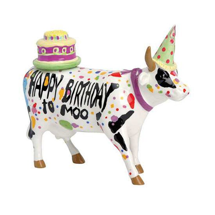 Figurina vacuta, CowParade, Happy Birthday To Moo!, M, ceramica