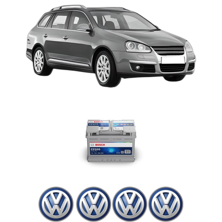 Baterie Acumulator 77 Ah 12 V 780 A Volkswagen GOLF V Variant (1K5) 2.0 TDI din 2007-2009 KW 100 CP 136 CMC 1968, auto, Bosch, 4x Stickere auto cu Volkswagen