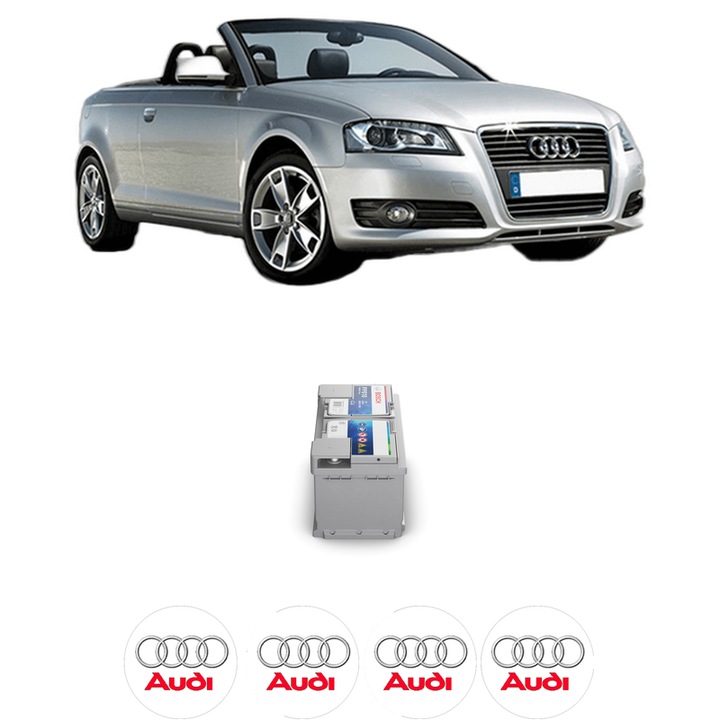 Baterie Acumulator 85 Ah 12 V 800 A AUDI A3 Convertible (8P7) 2.0 TDI din 2008-2013 KW 100 CP 136 CMC 1968, auto, Bosch, 4x Stickere auto cu AUDI