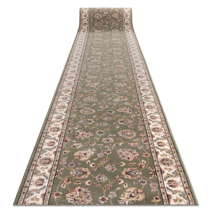 Traversa DYWANY ŁUSZCZÓW lana nain flori 7338 51088 verde / bej 80cm, 80x200 cm