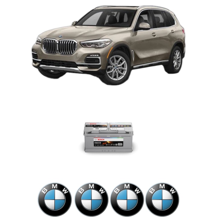 Baterie Acumulator 105 Ah 12 V 950 A BMW Seria X5 (G05, F95) xDrive M 50 d din 2018-2023 KW 294 CP 400 CMC 2993, auto, Bosch, 4x Stickere auto cu BMW