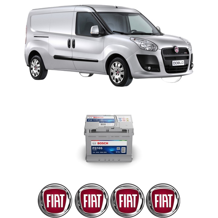 Baterie Acumulator 55 Ah 12 V 460 A FIAT DOBLO Bus (263_) 1.4 (263AXA1A) din 2010-2023 KW 70 CP 95 CMC 1368, auto, Bosch, 4x Stickere auto cu FIAT