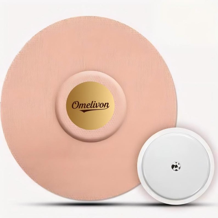 Set 30 de plasturi pentru fixarea senzorului de glicemie cu extra adeziv, Omelivon®，rezistenti la apa si transpiratie, diametrul plasturelui 7.4 cm, fara adeziv pe centru, compatibili cu Guardian 3, Enlite, Dexcom, Bej