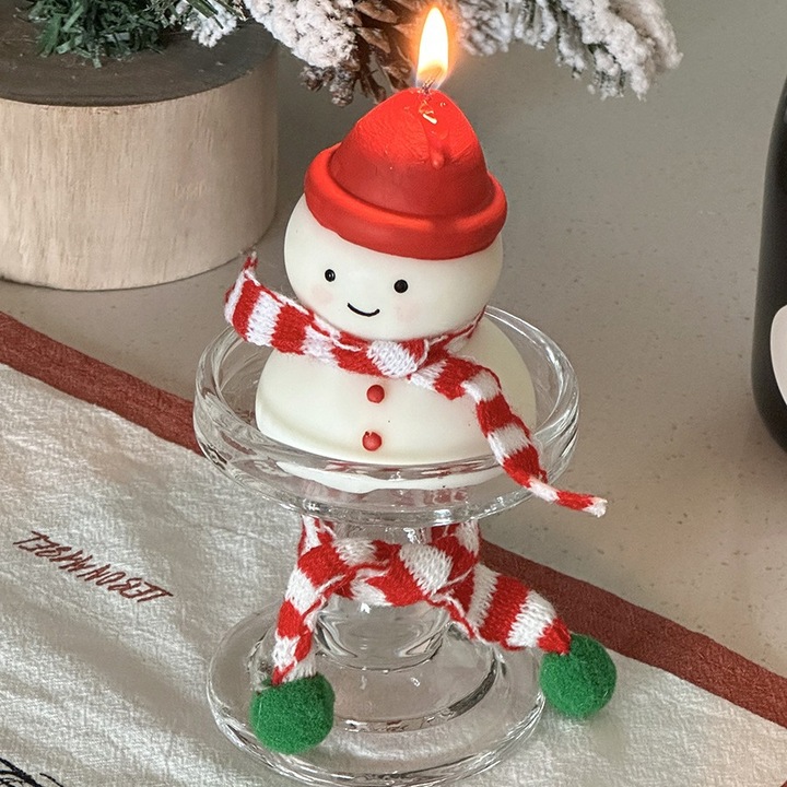 Ароматна коледна свещ, очарователен коледен подарък, коледна украса, подарък за рожден ден, декорация за дома, декорация за парти, декорация за маса - снежен човек с червена шапка