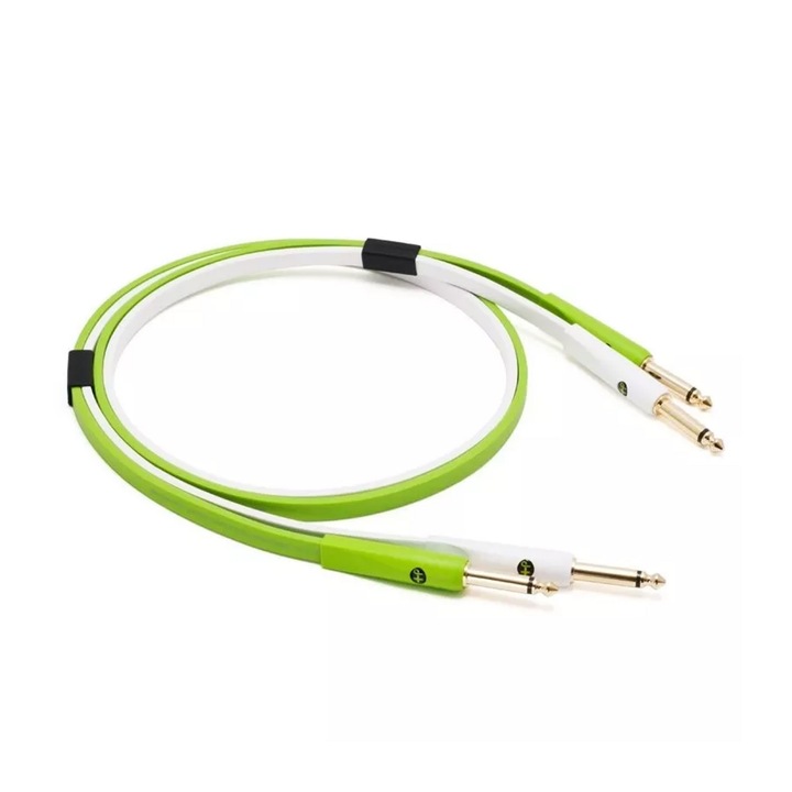 Комплекти професионални инструментални кабели, Neo by Oyaide d+ JAPAN, позлатени конектори, Jack 6.3m мъжки TS към Jack 6.3m мъжки, Клас B, 2м. бял/зелен
