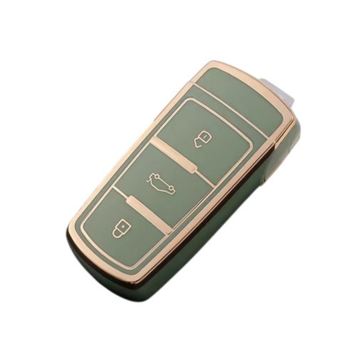 Husa pentru cheie smart Volkswagen VW CC Passat B6 B7 Passat 3C CC M6, verde, pentru masini cu start-stop