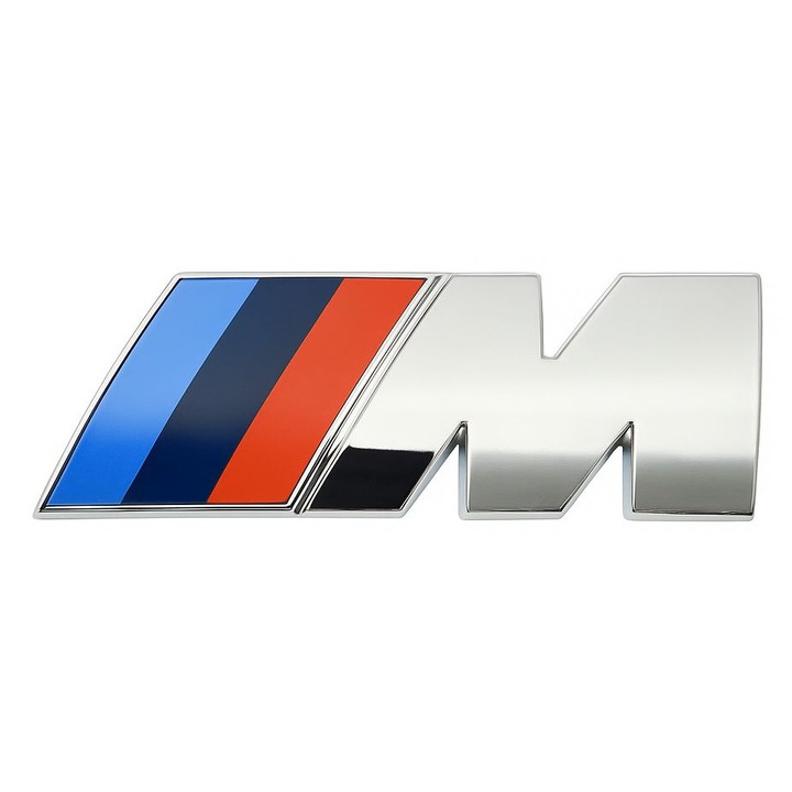 Emblema BMW M Power ARGINTIU – 72x27 mm Autoadeziva, Capota, Portbagaj sau Caroserie