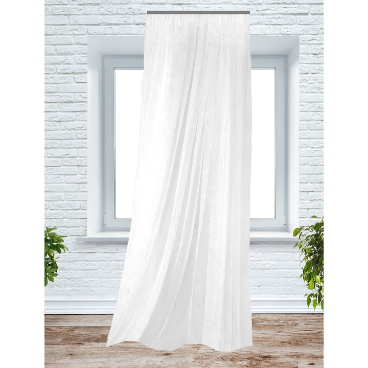 Perdea voal alb simplu, 200x250 cm, rejansa, pentru living sau dormitor