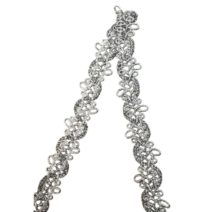 Galon decorativ 15 mm, model elegant, la metru liniar, Argintiu