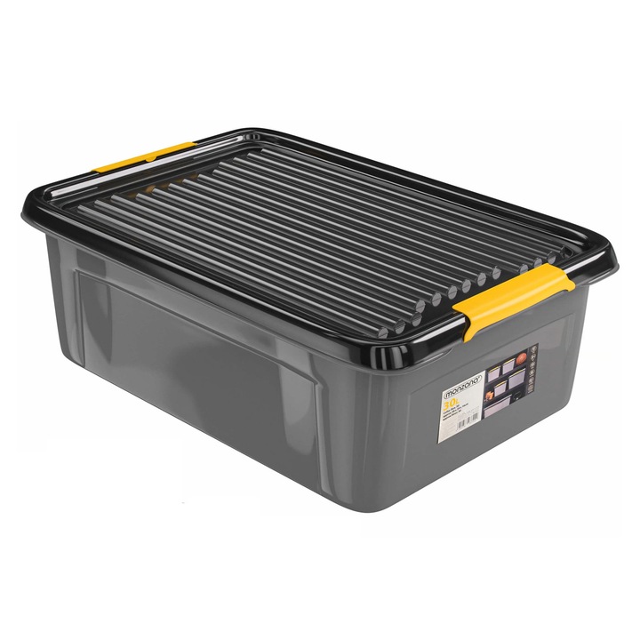 Cutie pentru depozitare Monzana, 58x39x16cm, Capacitate de incarcare: 40 kg, 40L, Cu capac, Gri antracit