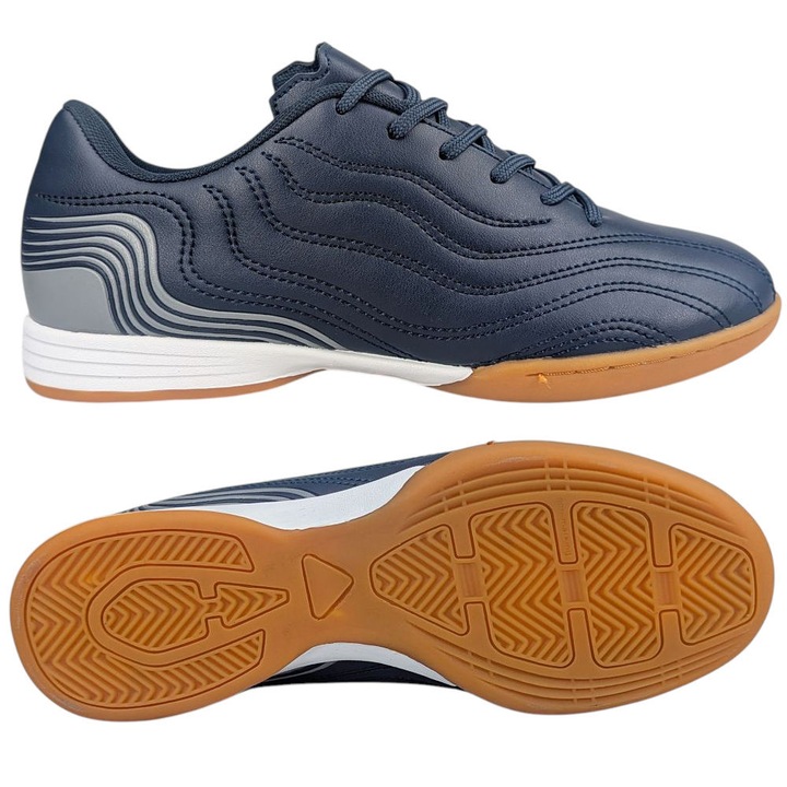 Pantofi sport baieti, Permani, piele ecologica, bleumarin/alb