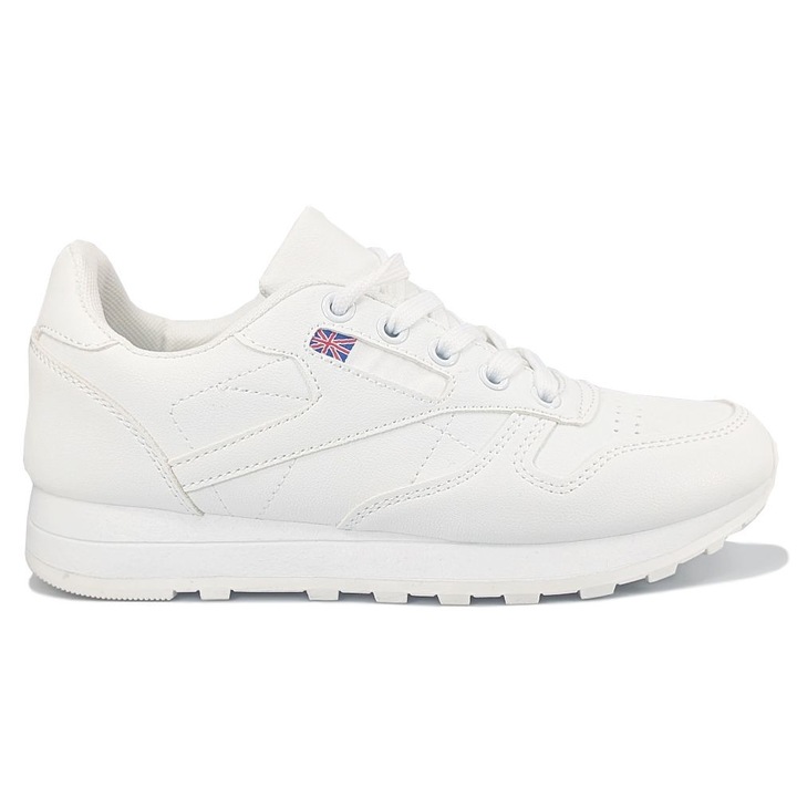 Tenisi dama Permani, piele ecologica, alb, talpa groasa, sistem inchidere siret