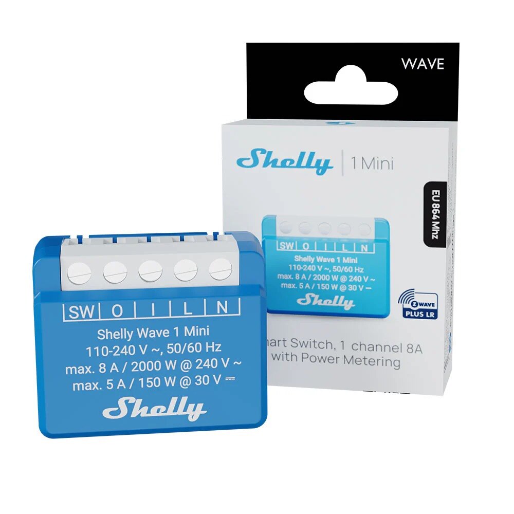 Releu inteligent Shelly Wave 1 Mini LR Z-Wave Long Range, control ON ...
