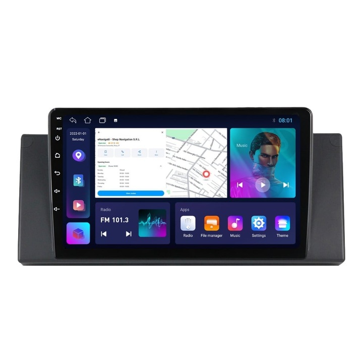 Navigatie BMW Seria 5 E39 (1995-2003) cu Android, 1GB RAM, 16 GB, Ecran IPS 9" 1024 x 600, WiFi, Bluetooth, suport camera DVR
