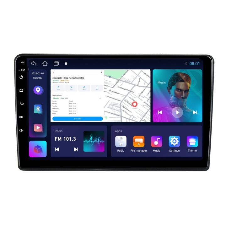 Navigatie Dacia Duster 1 (2013-2018) cu Android, 1GB RAM, 16 GB, Ecran IPS 9" 1024 x 600, WiFi, Bluetooth, suport camera DVR