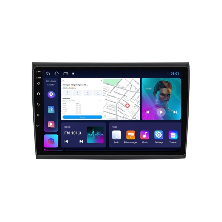 Navigatie Fiat Bravo (2007-2016) cu Android, 1GB RAM, 16 GB, Ecran IPS 9" 1024 x 600, WiFi, Bluetooth, suport camera DVR