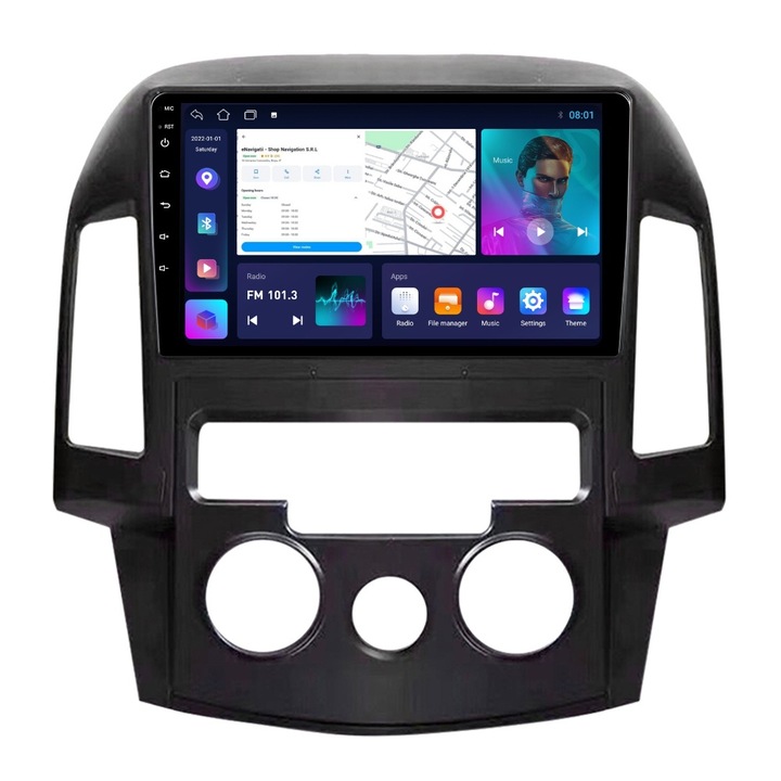 Navigatie Hyundai I30 FD (2007-2012) Clima Manuala cu Android, 1GB RAM, 16 GB, Ecran IPS 9" 1024 x 600, WiFi, Bluetooth, suport camera DVR