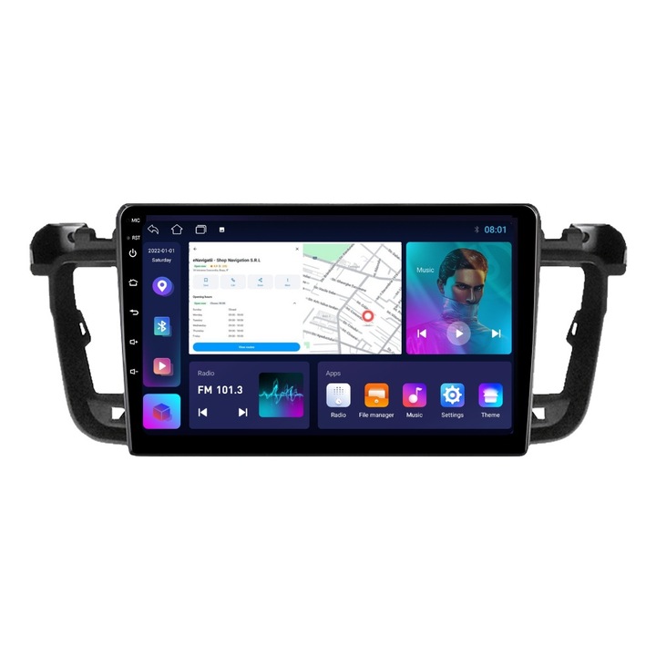 Navigatie Peugeot 508 I (2010-2018) cu Android, 1GB RAM, 16 GB, Ecran IPS 9" 1024 x 600, WiFi, Bluetooth, suport camera DVR