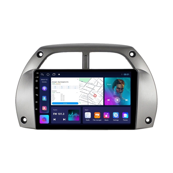 Navigatie Toyota Rav4 II (2000-2005) cu Android, 1GB RAM, 16 GB, Ecran IPS 9" 1024 x 600, WiFi, Bluetooth, suport camera DVR