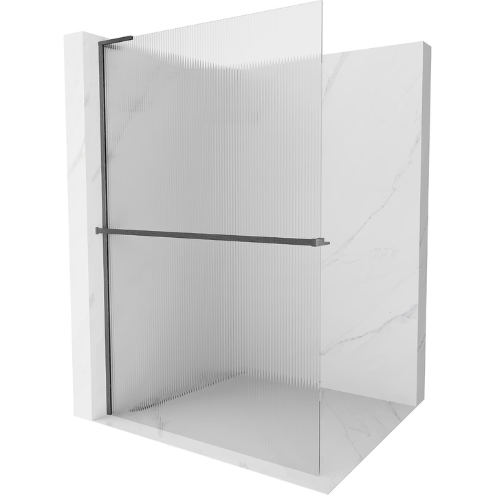 Mexen Kioto+ L zuhanyfal polccal Walk-in 70 x 200 cm, átlátszó, csiszolt szürke - 800-070-123-66-09