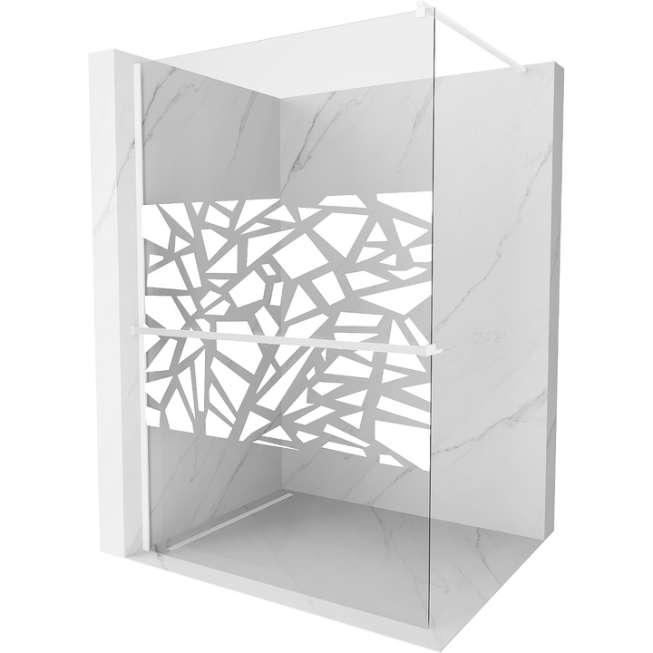Mexen Kioto+ zuhanyfal polccal Walk-in 80 x 200 cm, fehér minta, fehér - 800-080-121-20-85